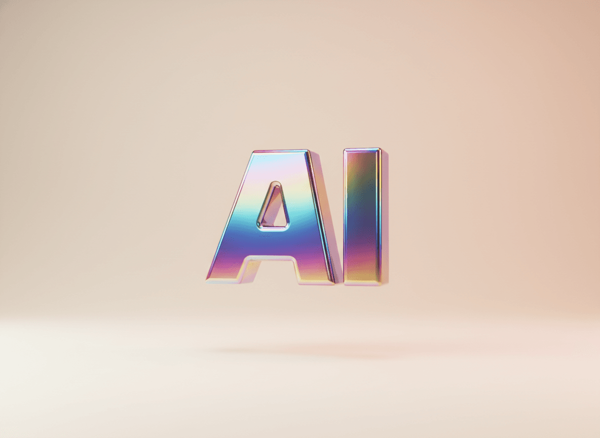 Glossy 3D iridescent letter logo render