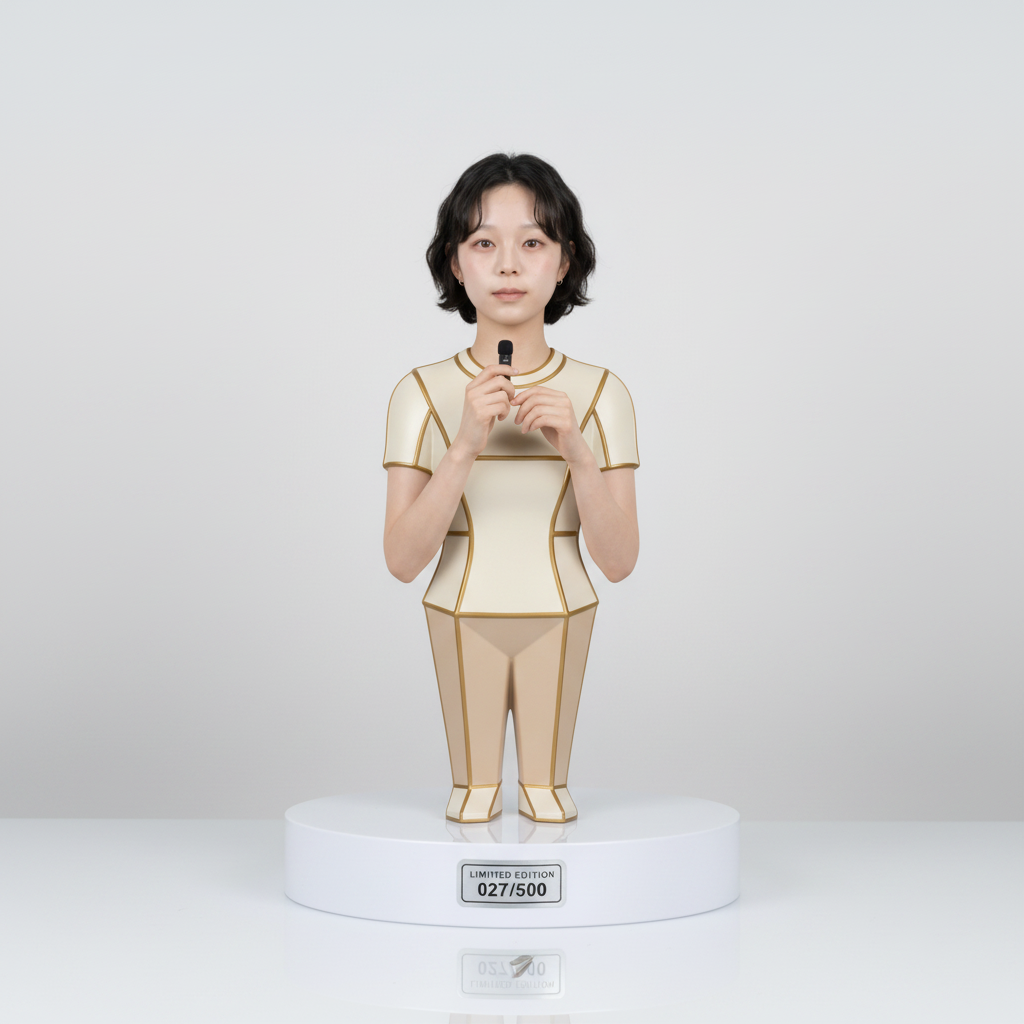 Designer vinyl collector toy generated from a portrait