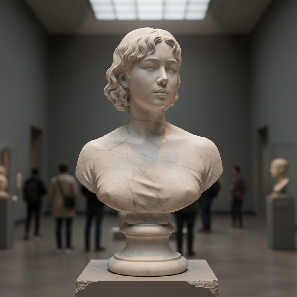 Neoclassical marble museum bust sculpture from a photo