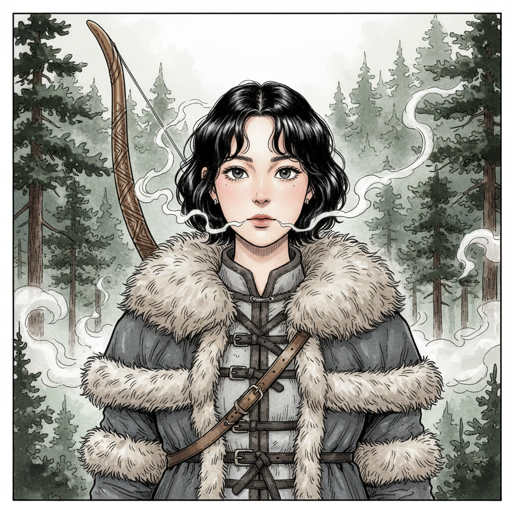 Sample render: Druid Mountain hunter in fur-trimmed coat