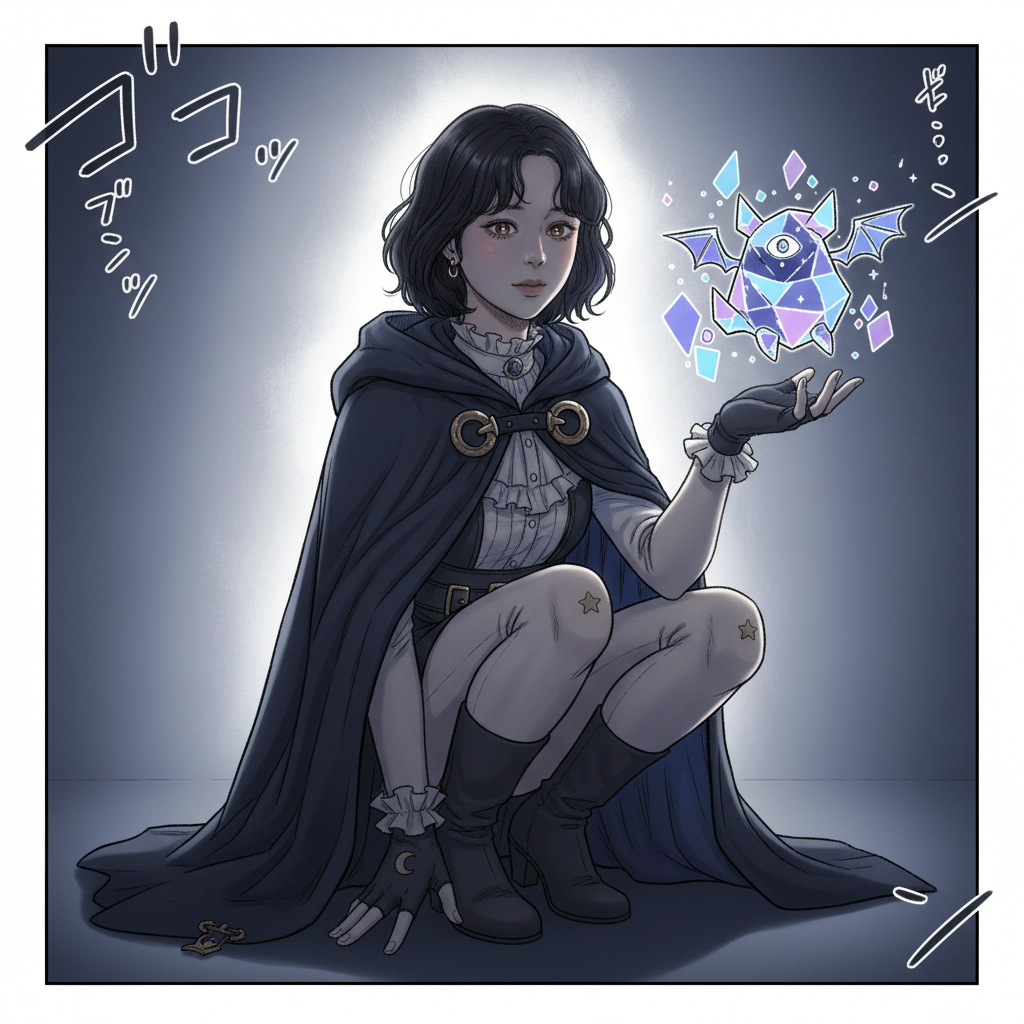 Sample render: manga witch with surreal Majik companion