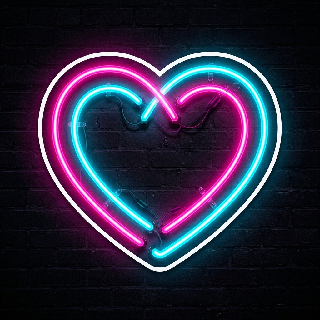 Neon glow outline sticker on a dark backdrop, generated by Pop-Cam