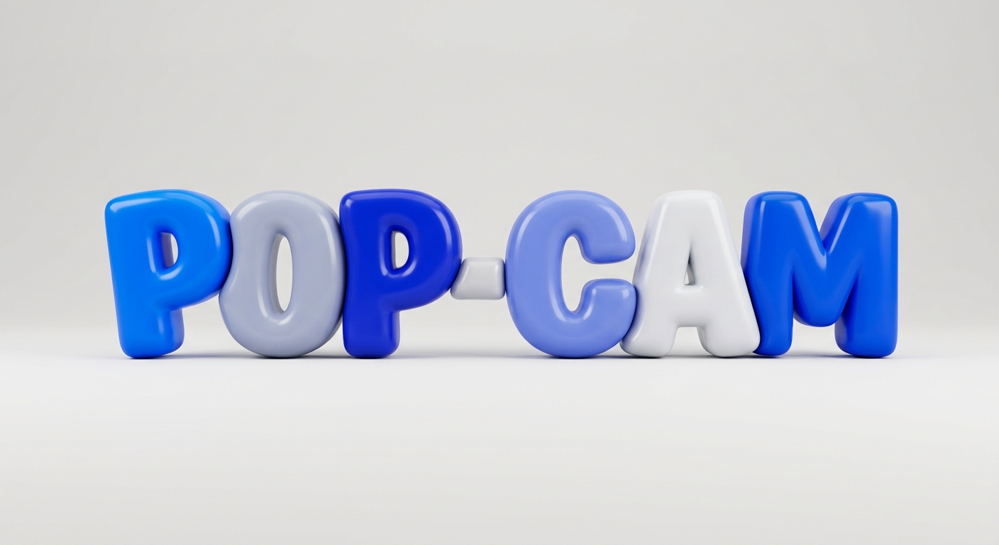 Blue toy-foam 3D Y2K logo — puffy 3D text typography sample