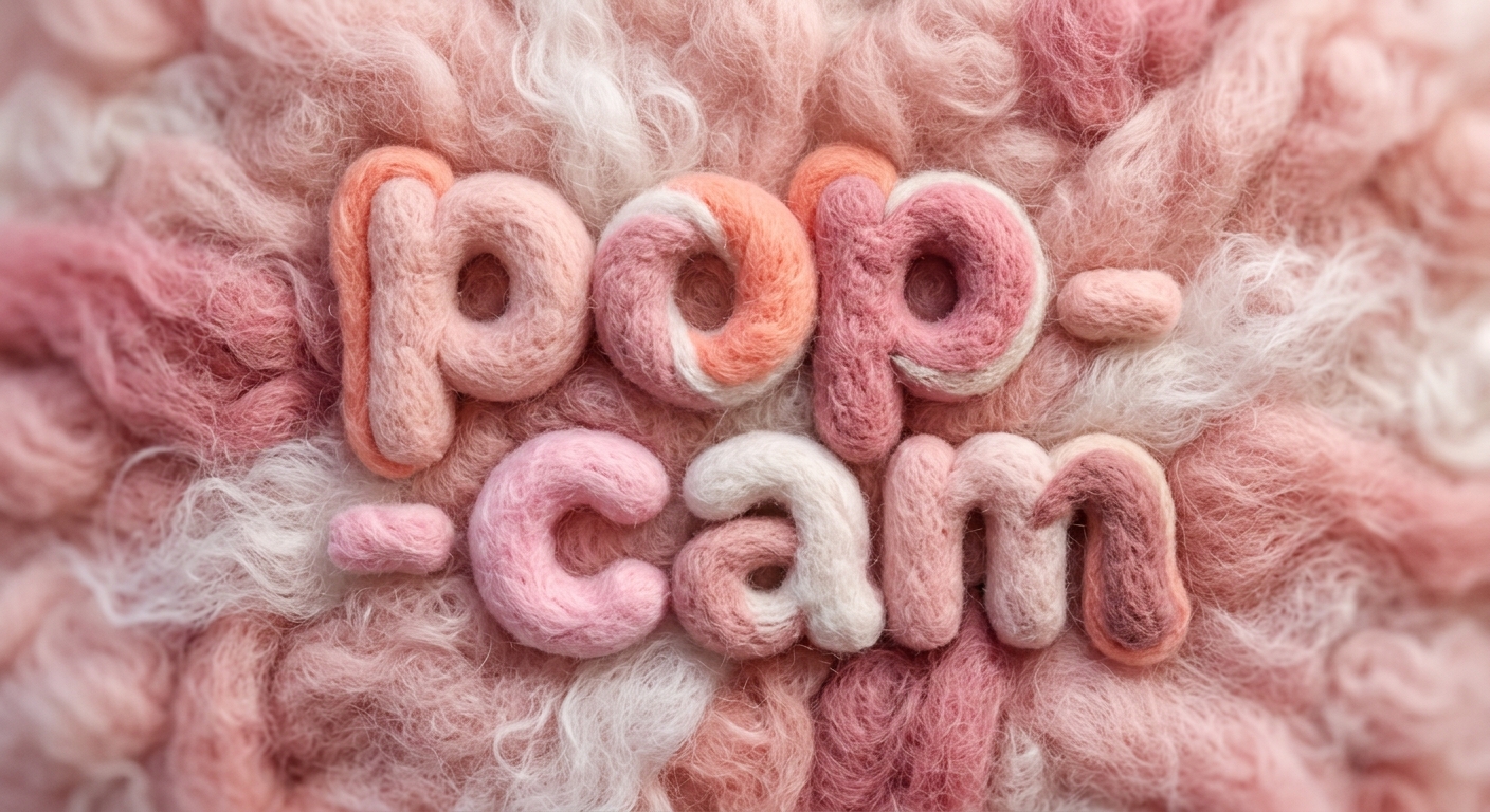 Pink fuzzy felt 3D logo — Y2K aesthetic prompt example