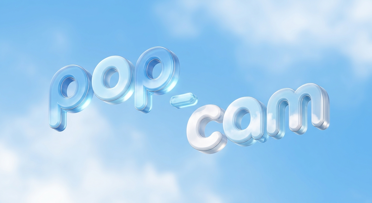 Sky glass block 3D Y2K logo — glossy 3D typography example